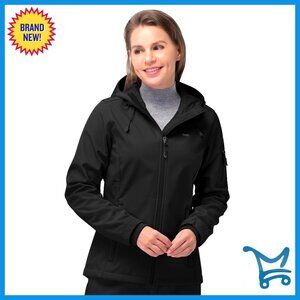 Women's Softshell Jacket Fleece Lined Hooded Windproof Outdoor Hiking Active